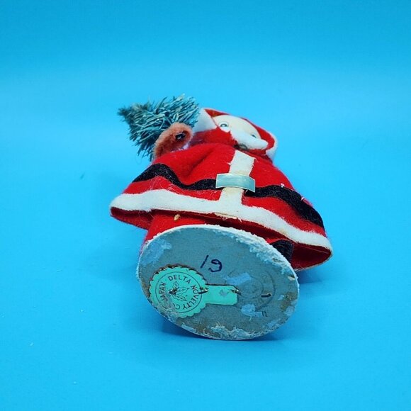1950s Santa Claus Ornament Japan Red Felt Delta Novelty Bottle Brush Tree - Picture 10 of 10